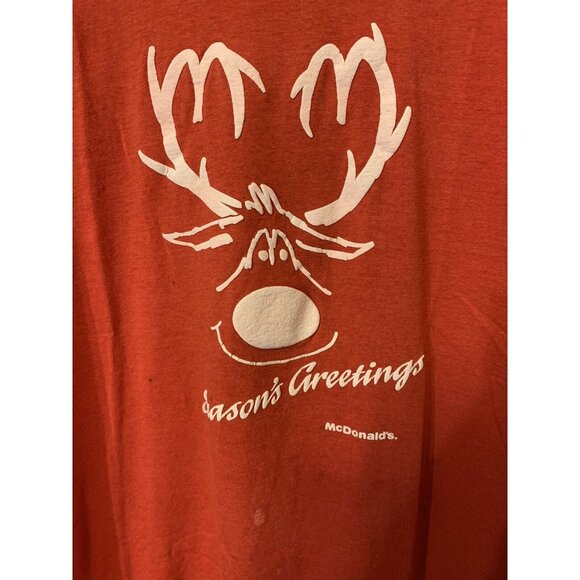 Vintage Mcdonald's Seasons Greetings Men’s Sz L‎  T Shirt  Screen Stars Red Rare - Picture 1 of 7